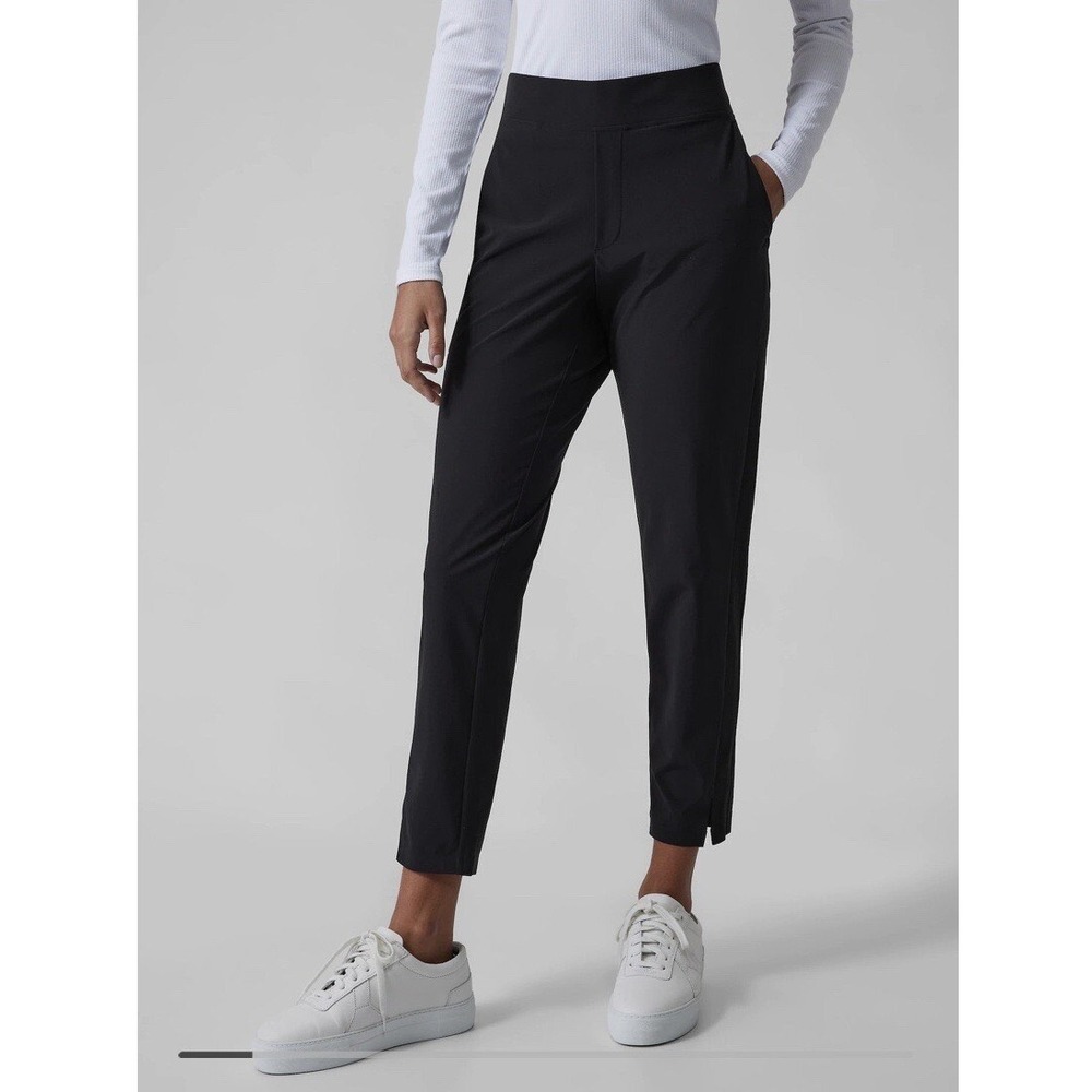 Athleta Brooklyn Ankle Pants Black High Rise Tapered Stretch Trousers Womens 4